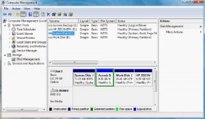 Disk managment for Vista recovery partition